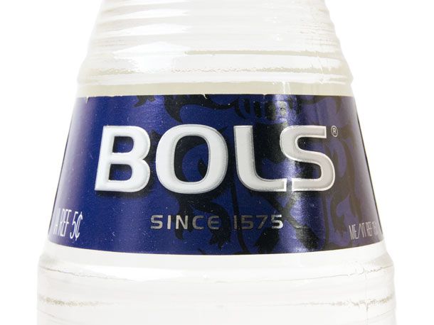 Close up of "Bols" logo on a bottle