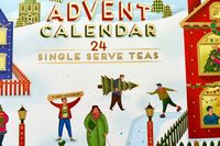 A close-up of the exterior of the Vahdam tea Advent calendar