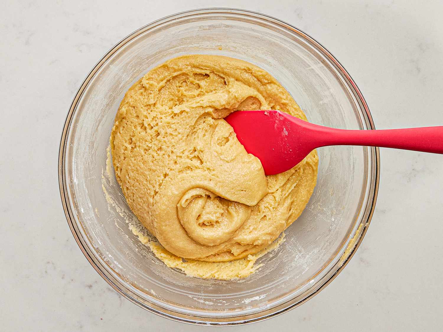Overhead view of cookie mixture
