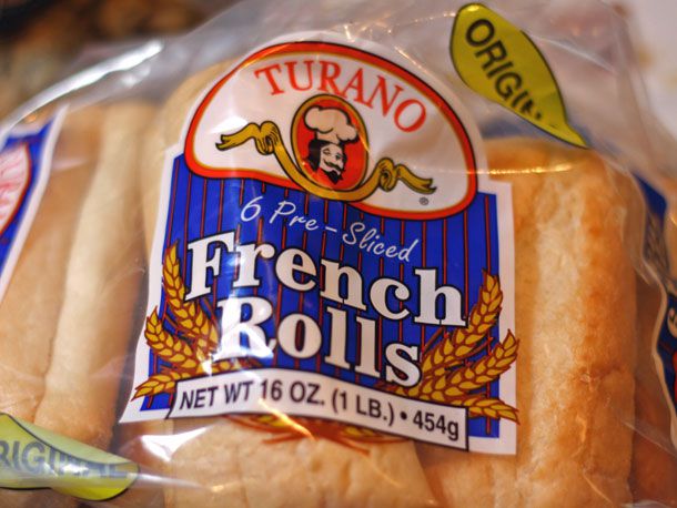 A package of pre-sliced French rolls.