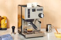 The Rancilio Silvia Espresso Machine on a marble countertop