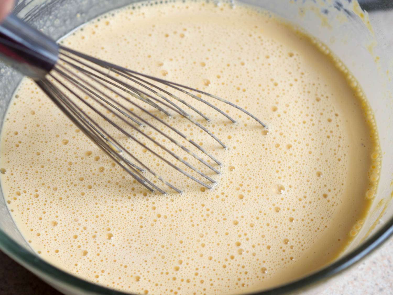 A smooth and thin farinata batter. 