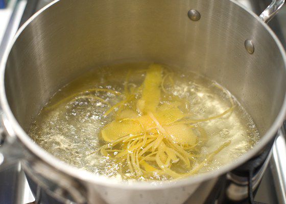 add lemon zest to boiling water
