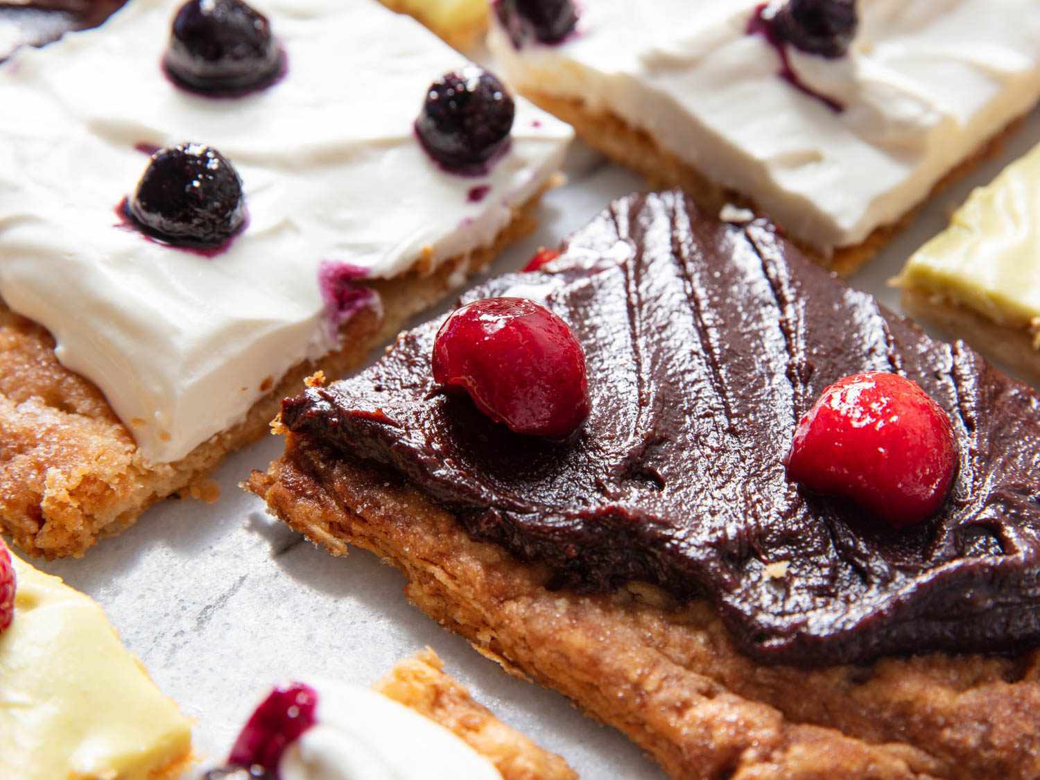 arrangement of fresh fruit tarts