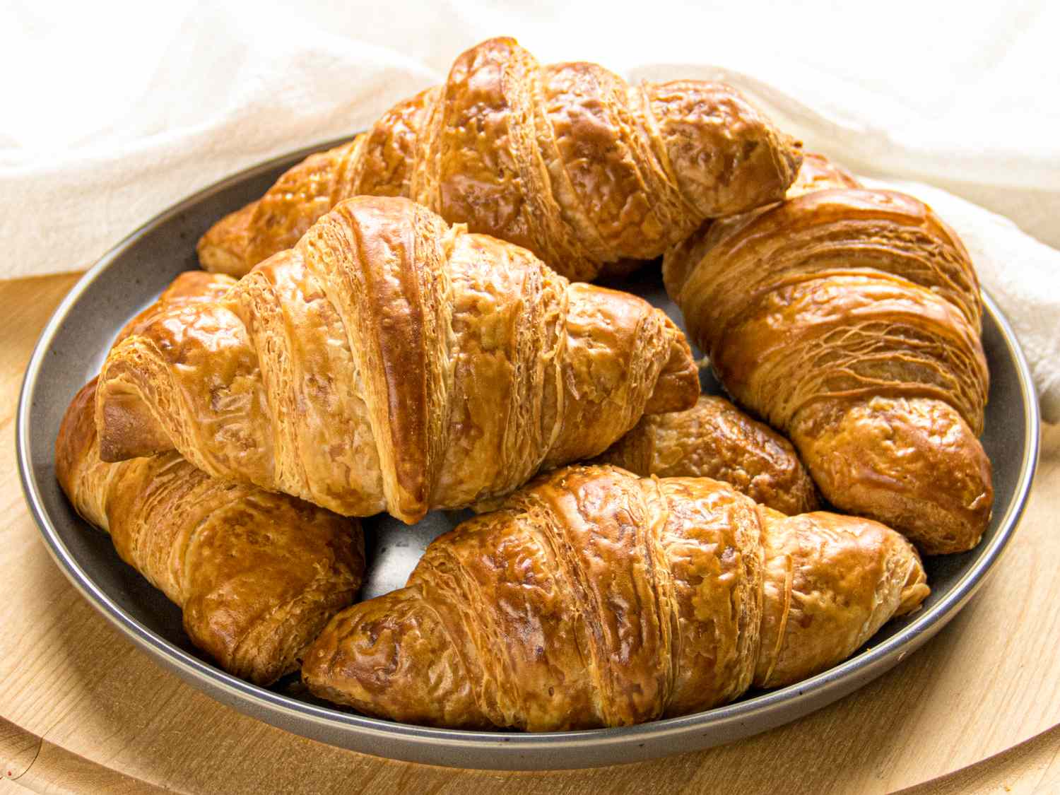 Plate of freshly baked croissants