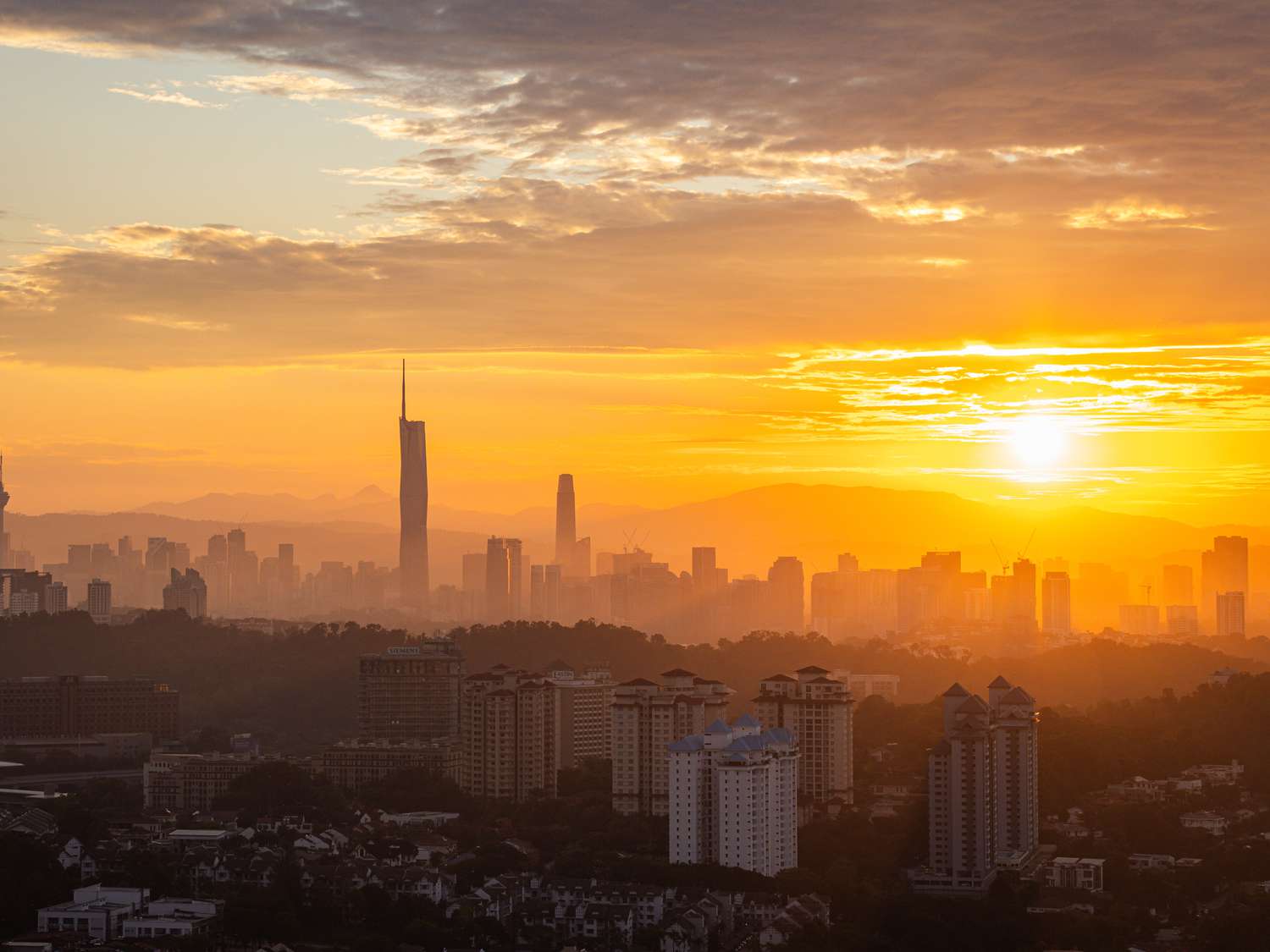 Kuala Lumpur city skyline seen from Petaling Jaya, Selangor, Malaysia