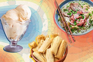 Graphic of food on heat map