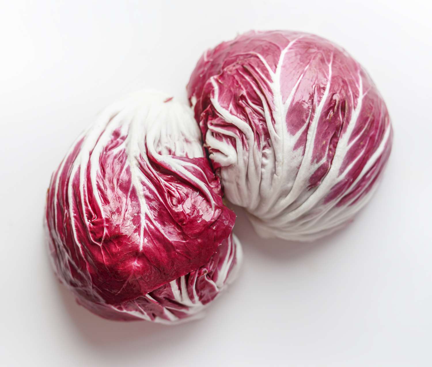 Two heads of radicchio placed side by side