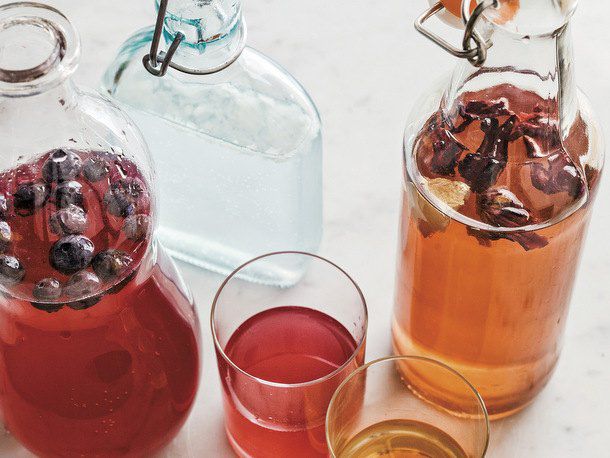 Blueberry Water Kefir, Coconut Water Kefir, Hibiscus-Ginger Water Kefir