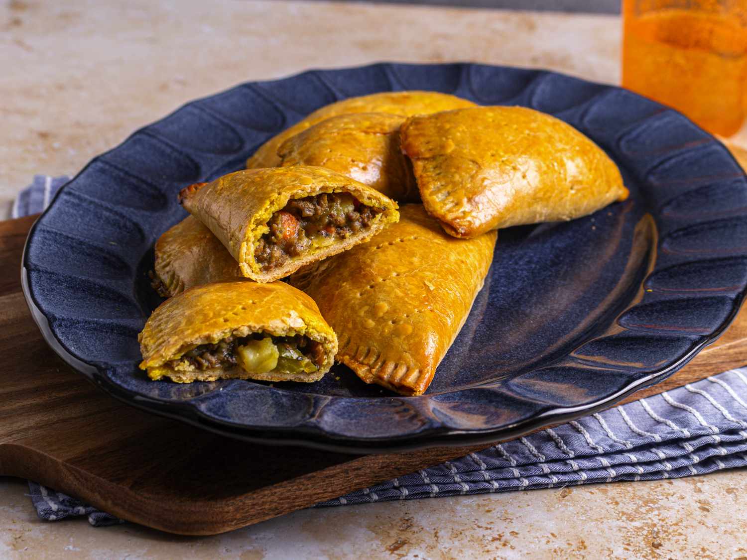 Finished meat pies ready to eat.