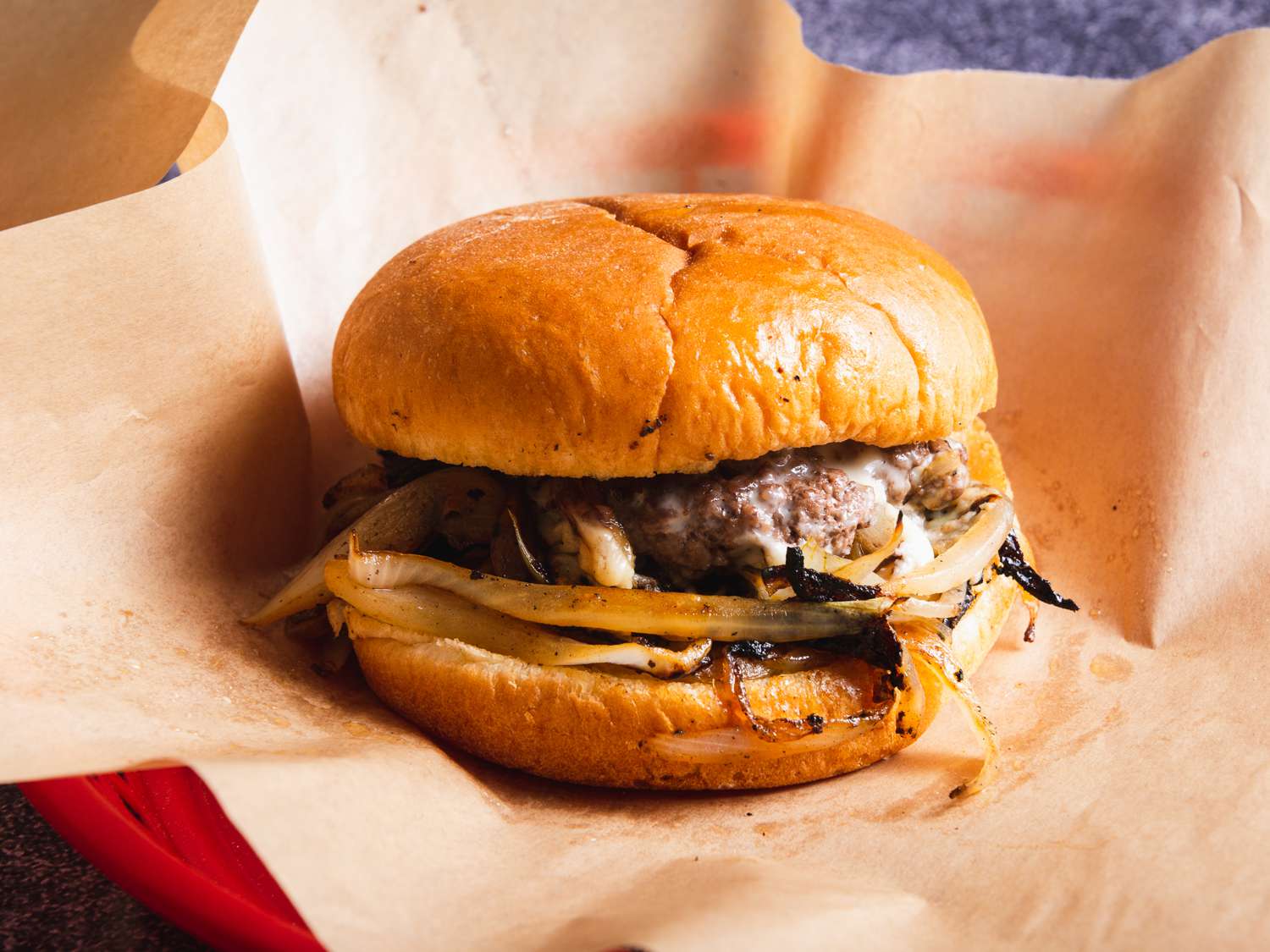 an Oklahoma style onion burger