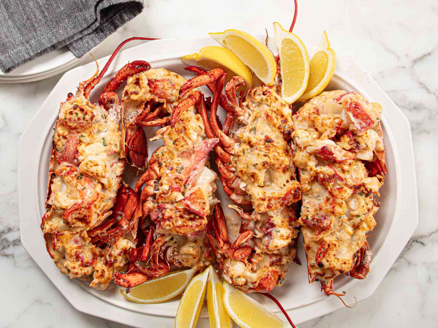 Overhead view of Lobster Thermidor