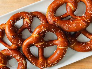 Overhead view of pretzels