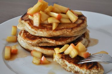 Rye Pancakes with Apple-Maple Compote