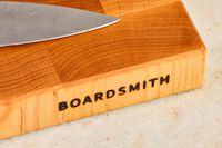 A closeup shot of a Boardsmith cutting board