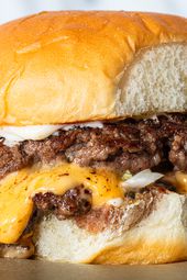 Side view of a smash burger 