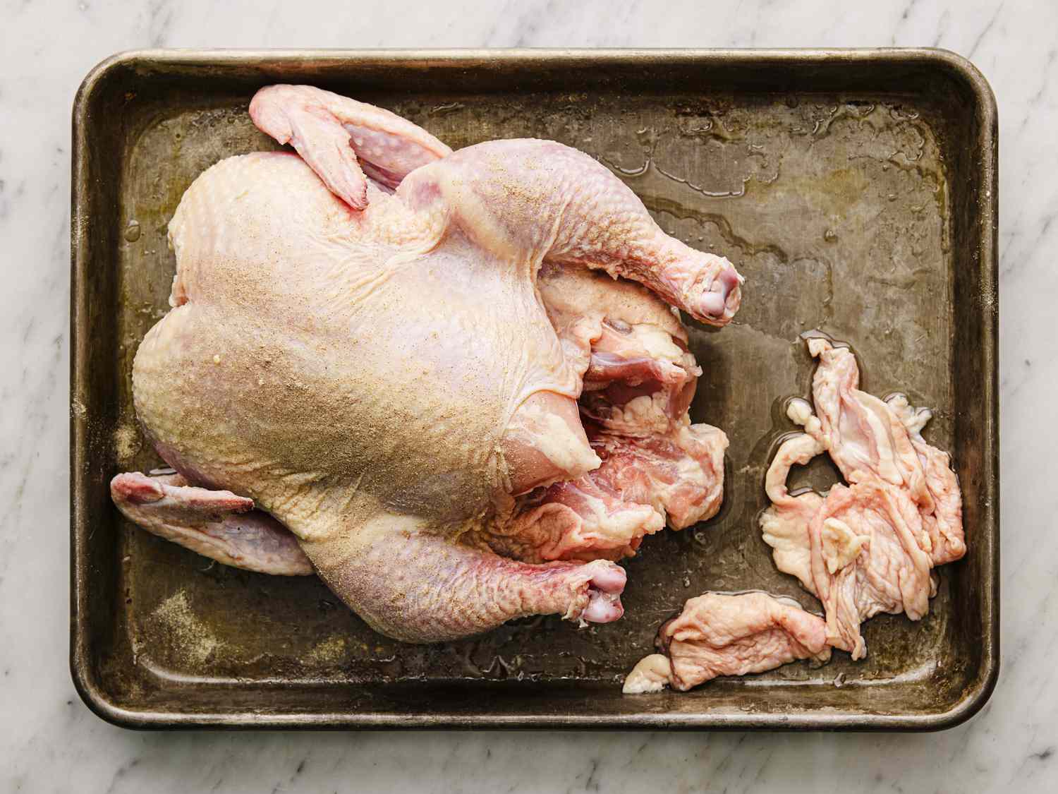 Overhead view of cleaned Chicken