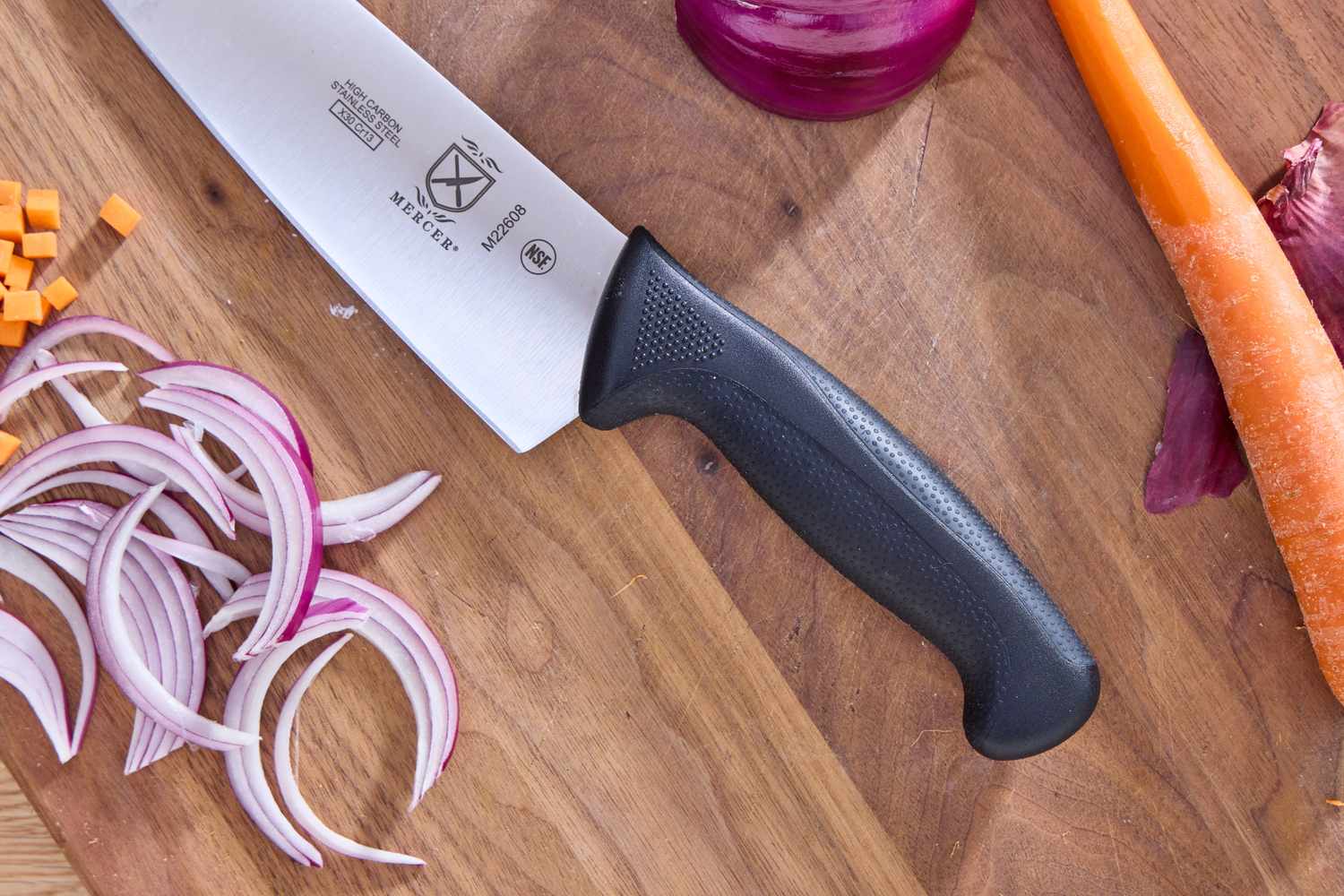 The handle on the Mercer Culinary 8-Inch Millennia Chef's Knife