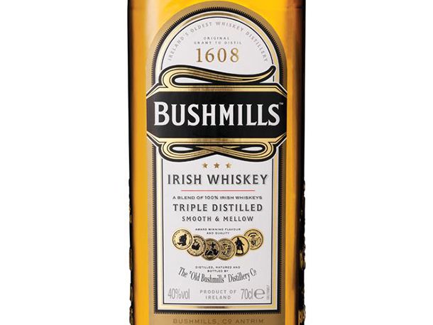 A bottle of Bush Mills Irish Whiskey