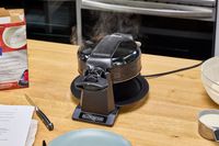 The Black+Decker Double Flip Rotating Waffle Maker steams while making a waffle
