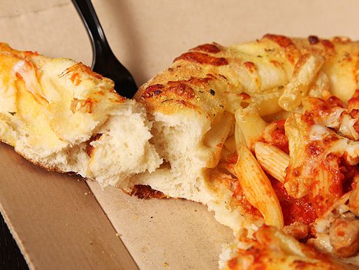 Torn bread bowl from Domino's bread bowl pasta