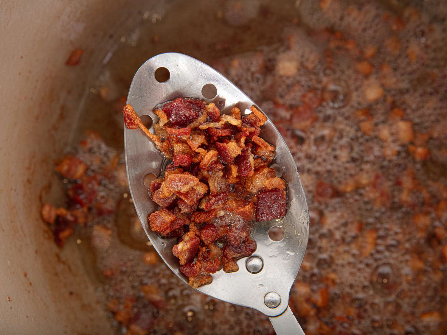 Overhead view of bacon piecees