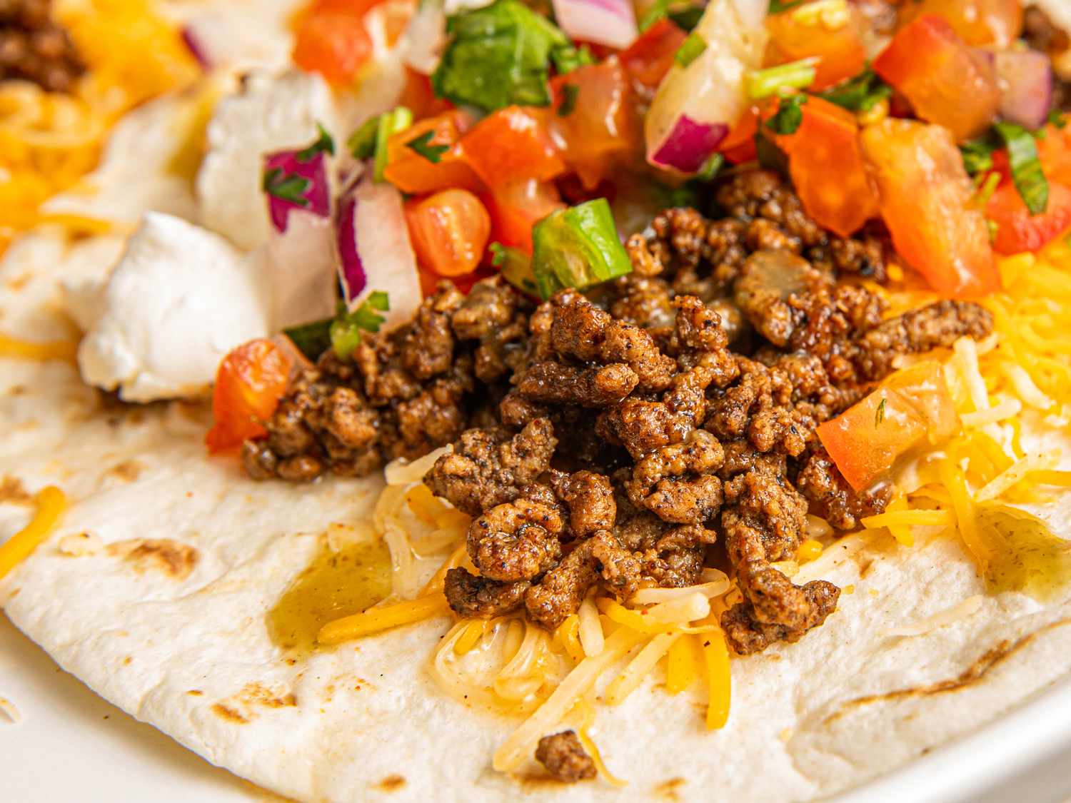 side view of taco meat 