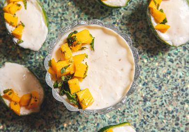 Overhead view of lime possets