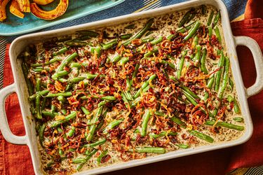 Overhead view of green bean casserole