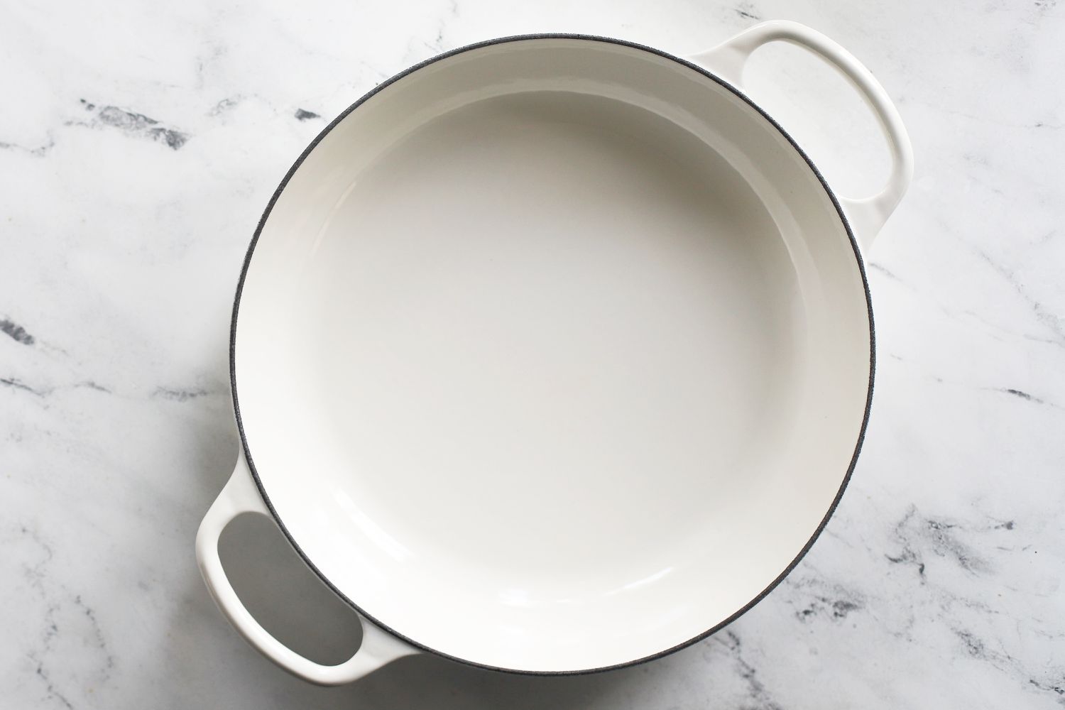 The Le Creuset braiser without its lid on.