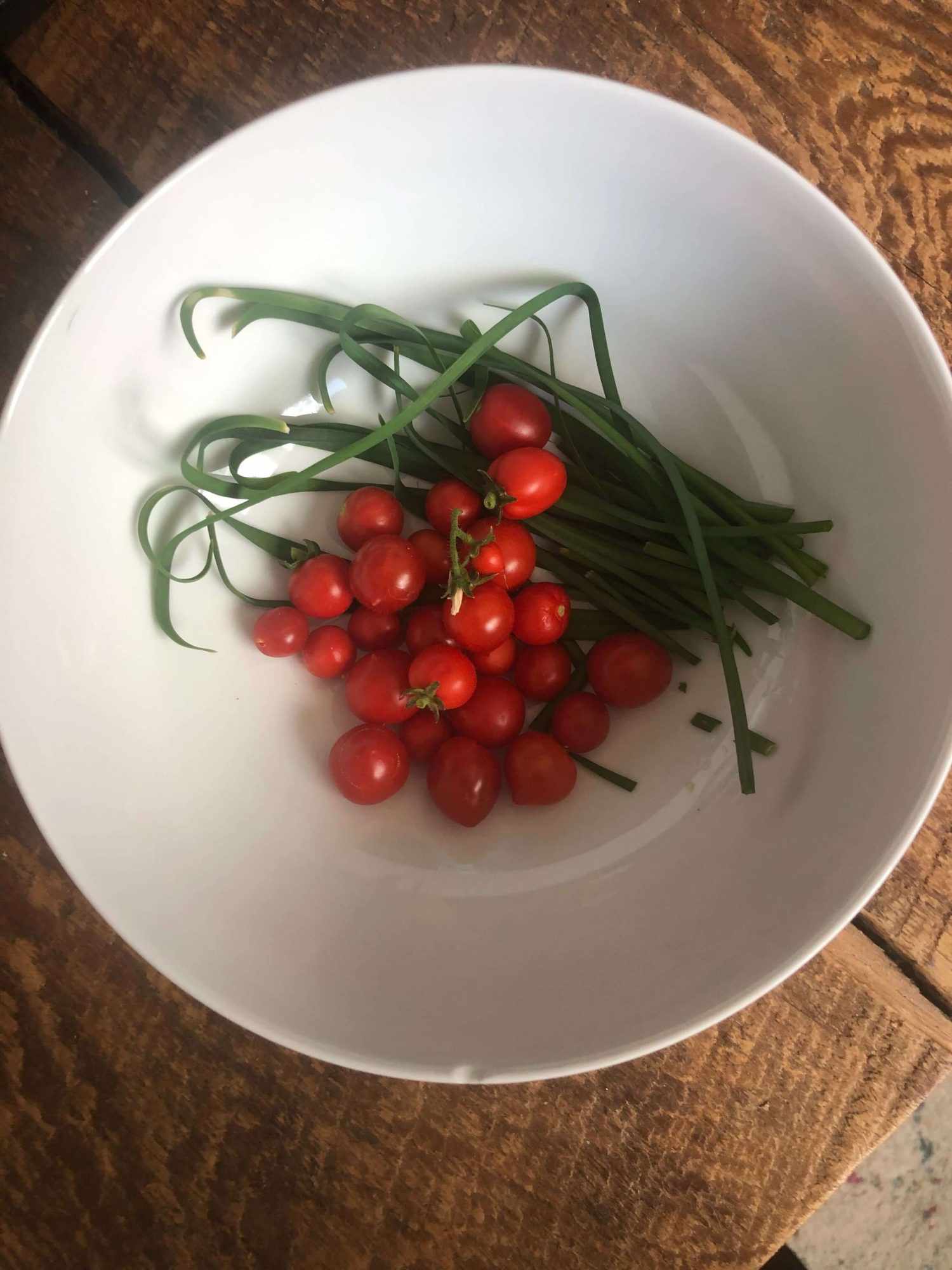 aerogarden harvest of cherry tomatoes and chives