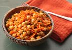 A bowl of chickpea and carrot salad