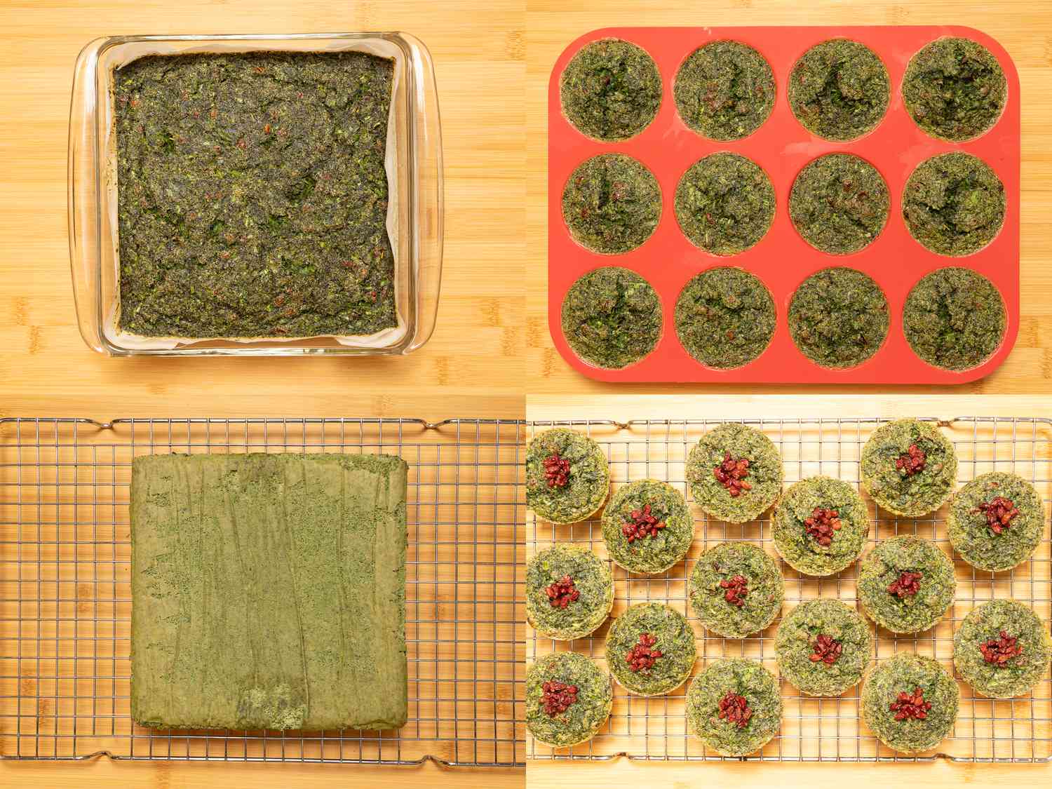 Overhead view of baking in oven 