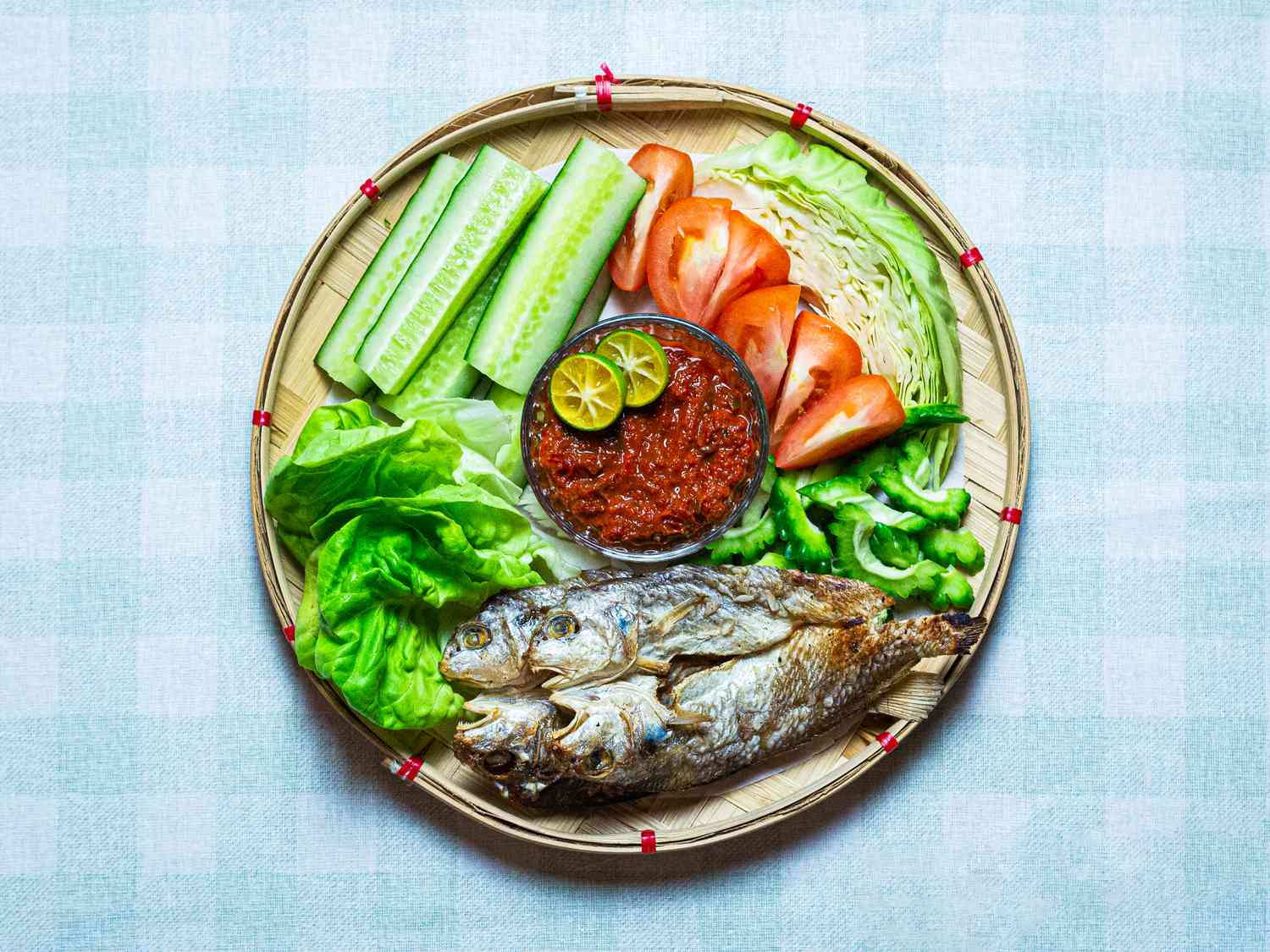 Overhead view of sambal belcan 