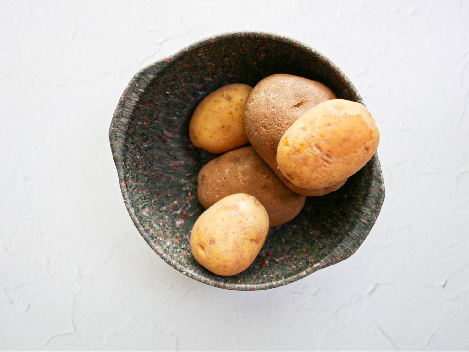 Overhead view of potato storage method