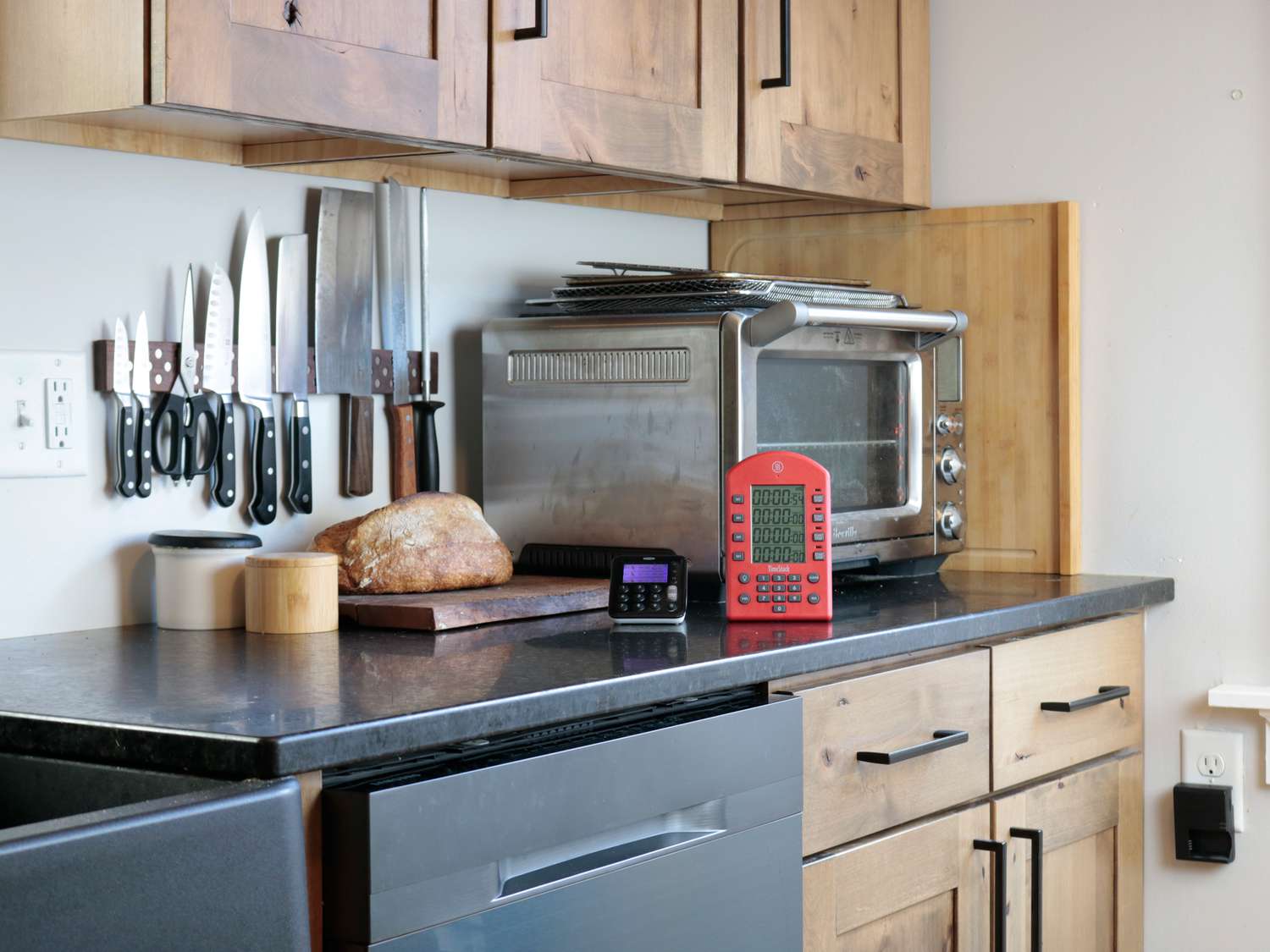 two kitchen timers on a counter