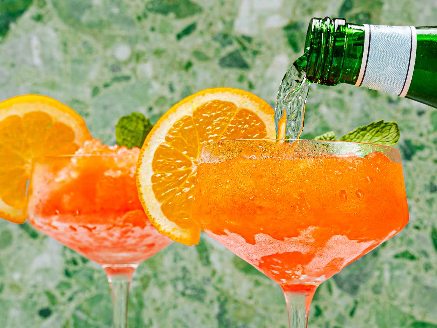 Side view of Aperol granita 