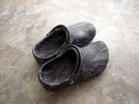 A pair of Crocs bistro clogs.