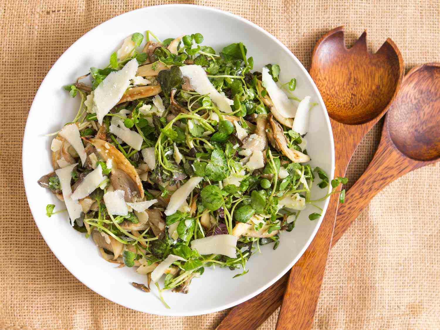 Watercress and mushroom salad.