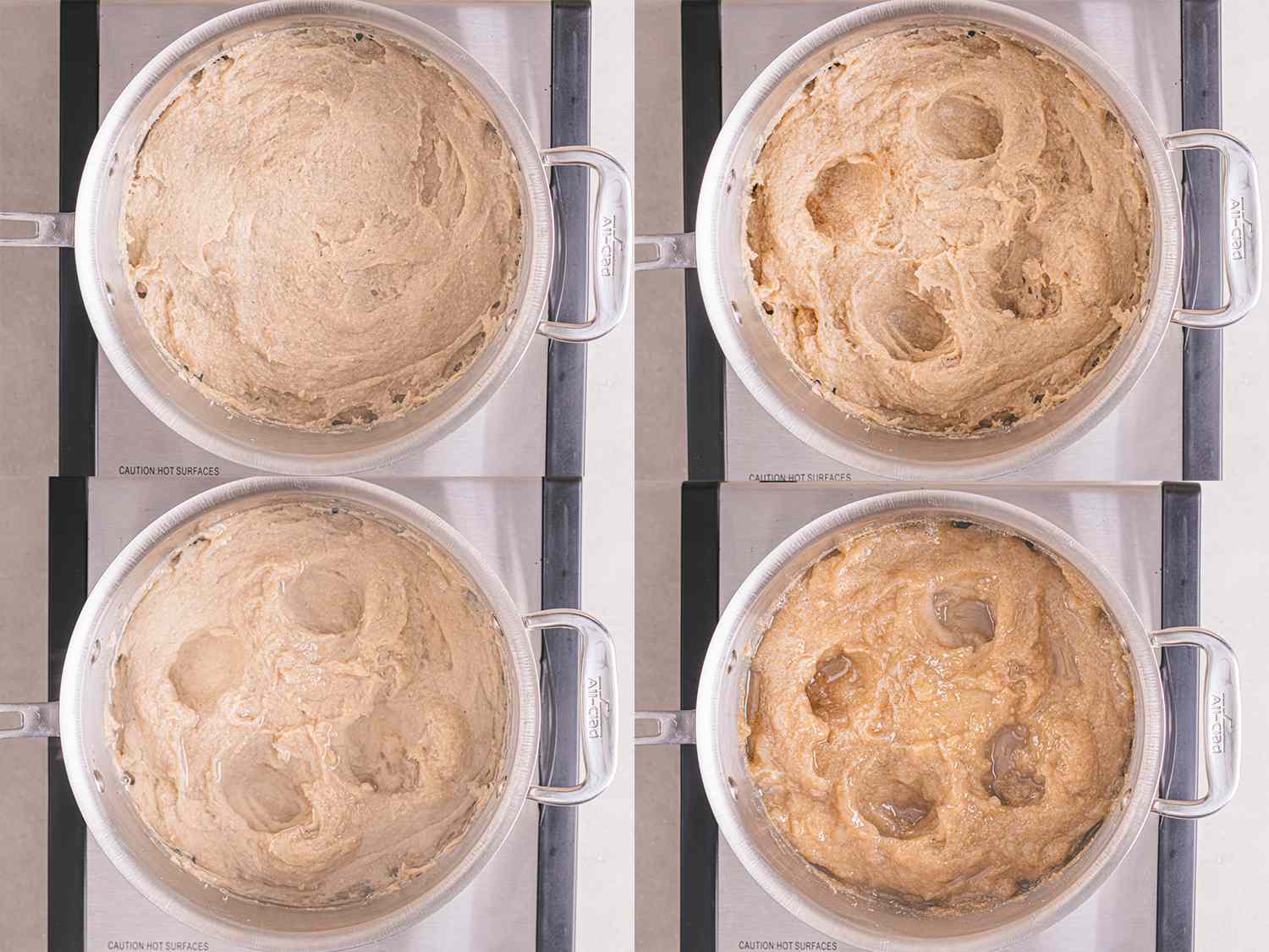 Four image collage of the process of dough being formed for lafun