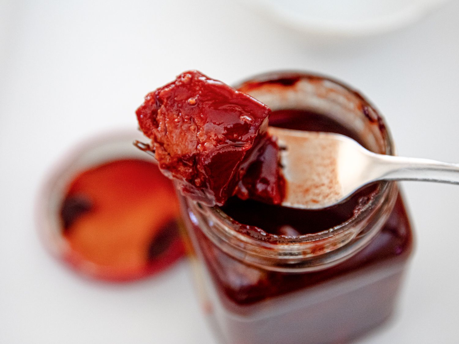 Overhead view of furu on a fork