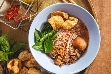 Overhead view of boat noodles