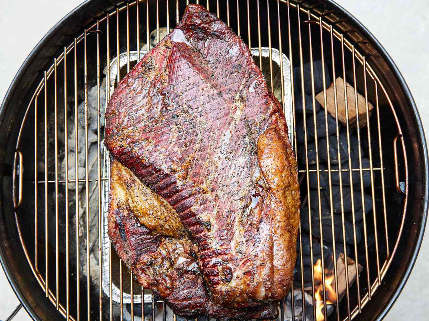 Smoked brisket on a barbecue grill