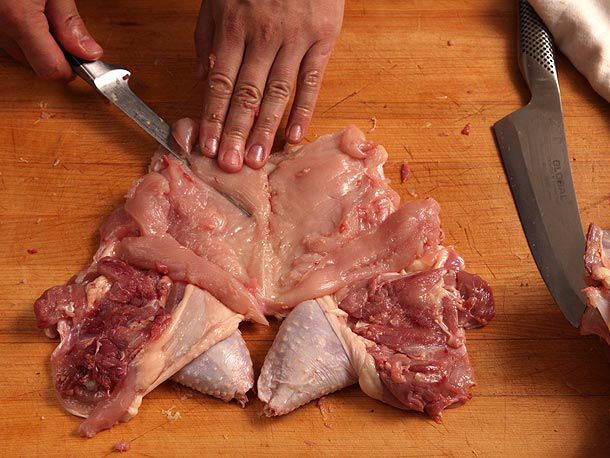 Butterflying the breast meat