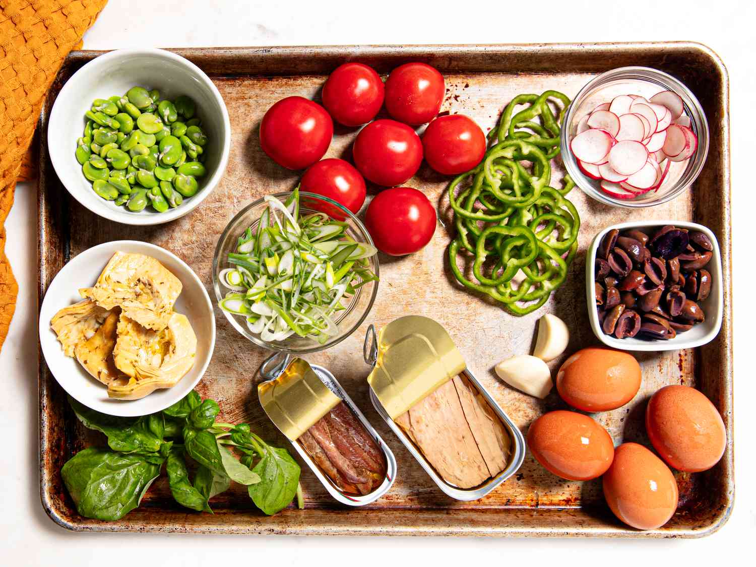Overhead view of ingredients