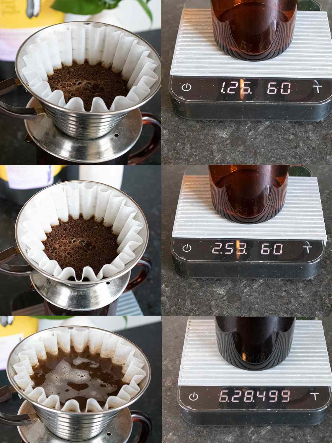 Graphic of various coffee blooms and the amount of time involved