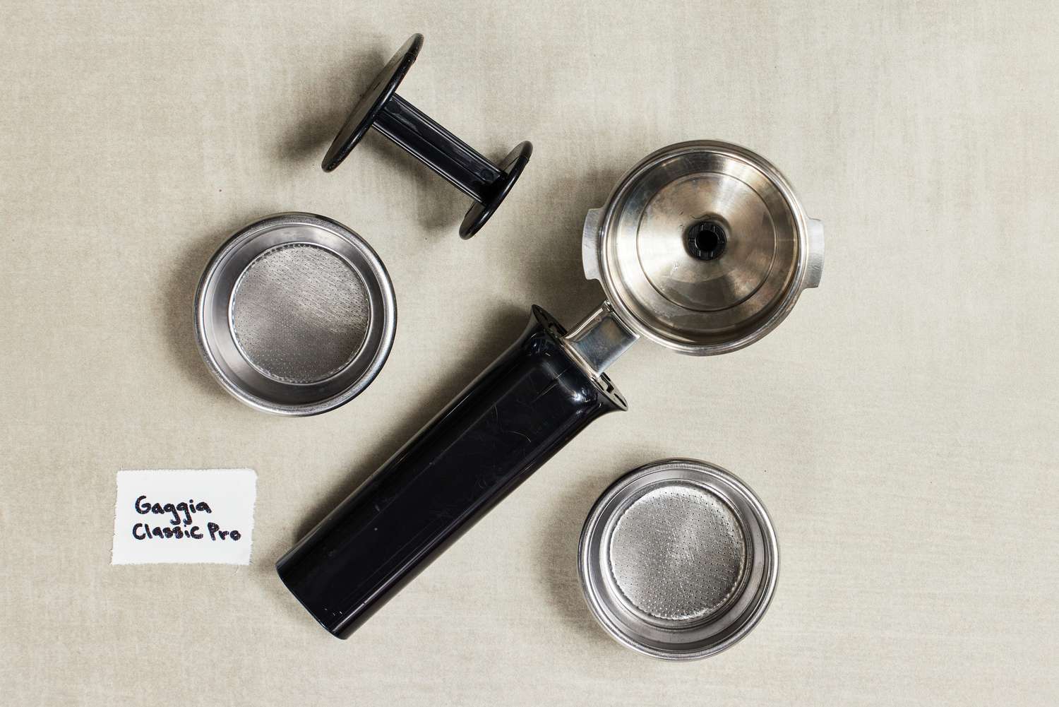 Parts of the Gaggia Classic Pro Espresso Machine on a table
