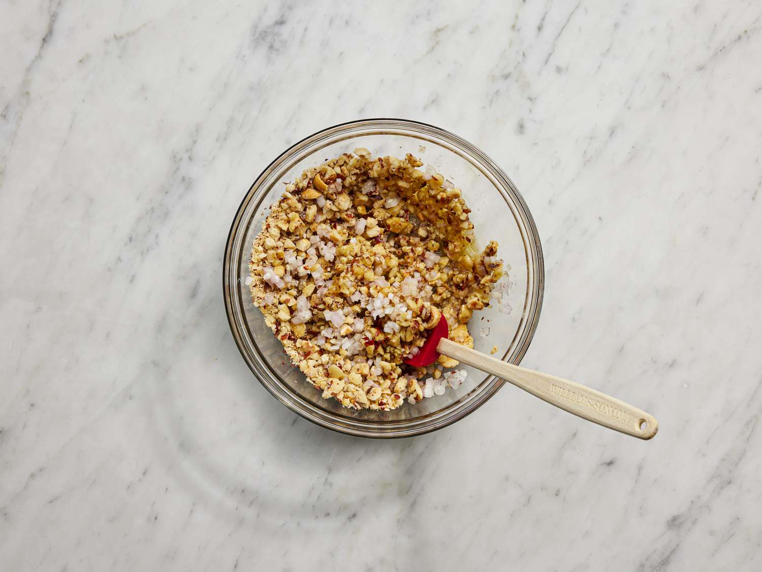 Ingredients for dressing mixed in a small bowl