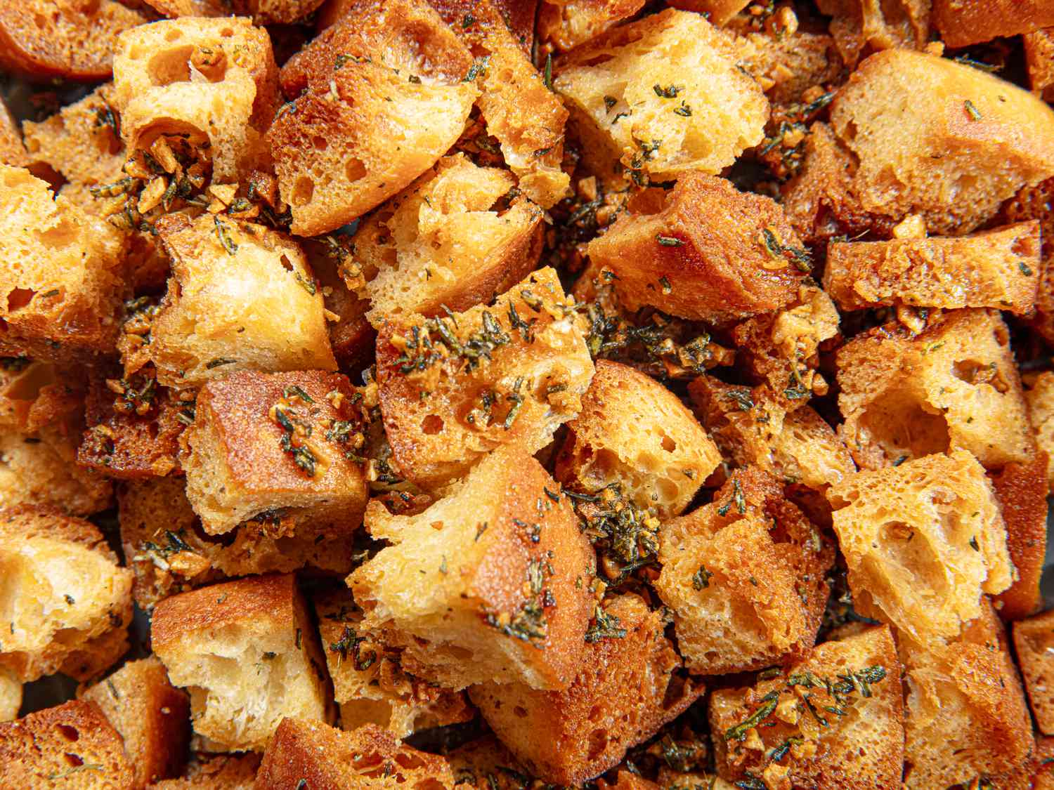Overhead view of croutons