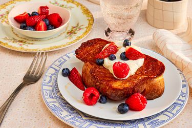 Side view of honey butter toast